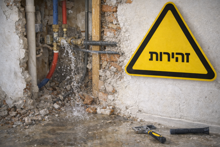 דליפה בצינור בתשתית אינסטלציה