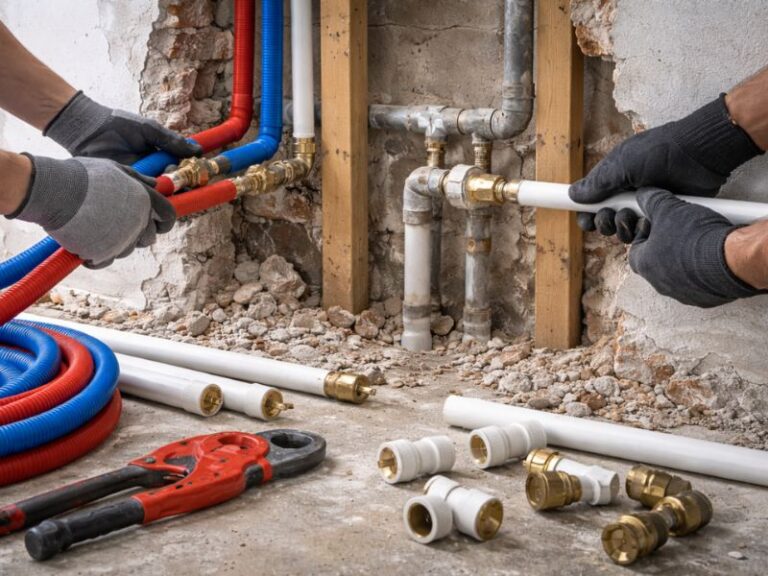 החלפת צנרת ישנה כחלק מהשיפוץ