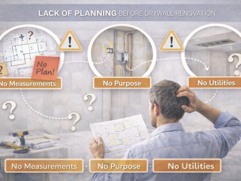 חוסר תכנון לפני עבודות שיפוץ בגבס
